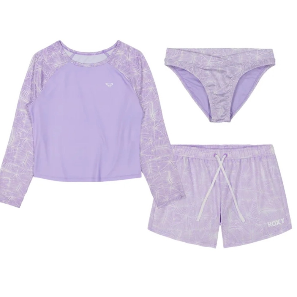Roxy Youth 3-piece Swim Set, Purple, Size Girls XL,  NWT